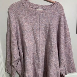 Gently used Lou & Grey purple sweater with bat sleeves.